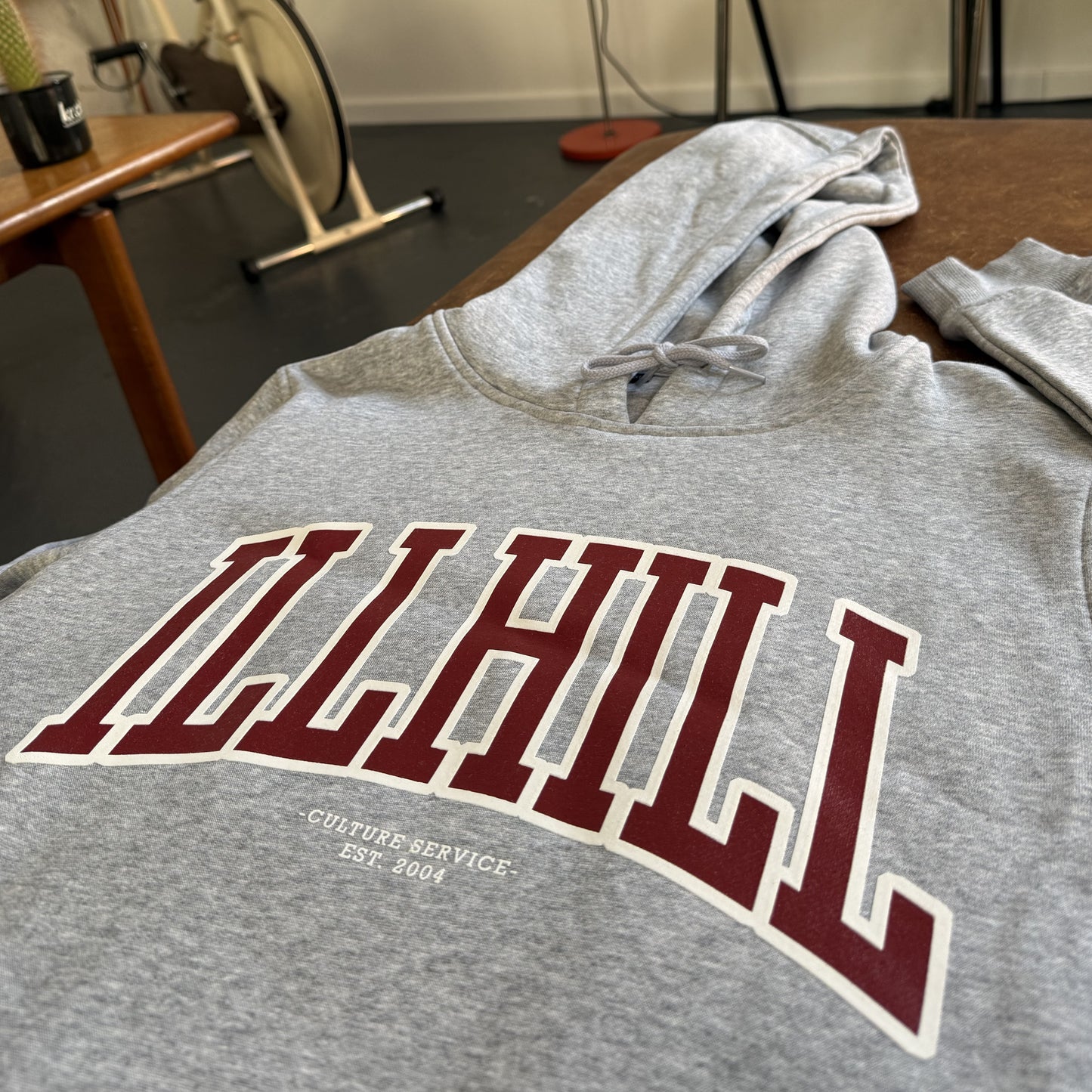 Two Tone College Hoodie Burgundy